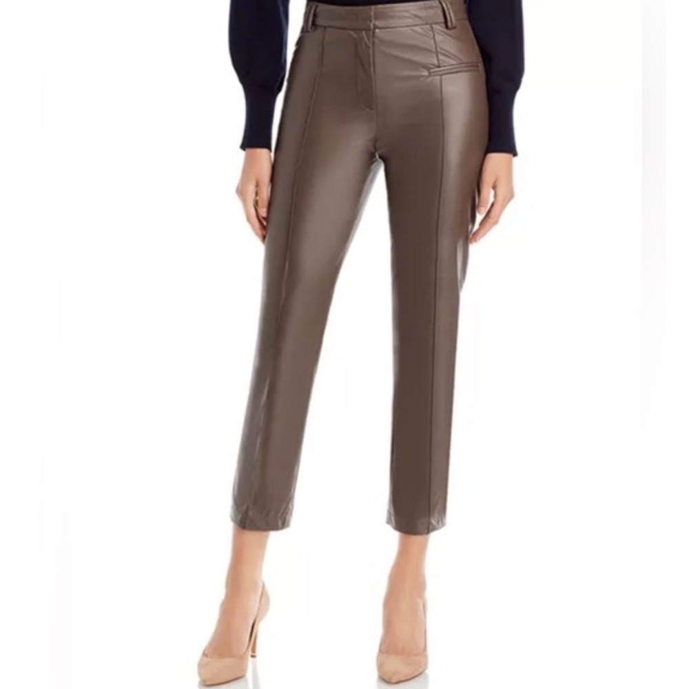 Fabiana Filippi Faux Leather Ankle Pants Brown Size IT40 US4 NWT